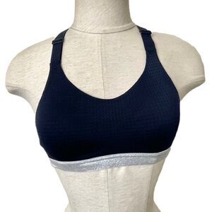 Women's Black and Silver Sports Bra